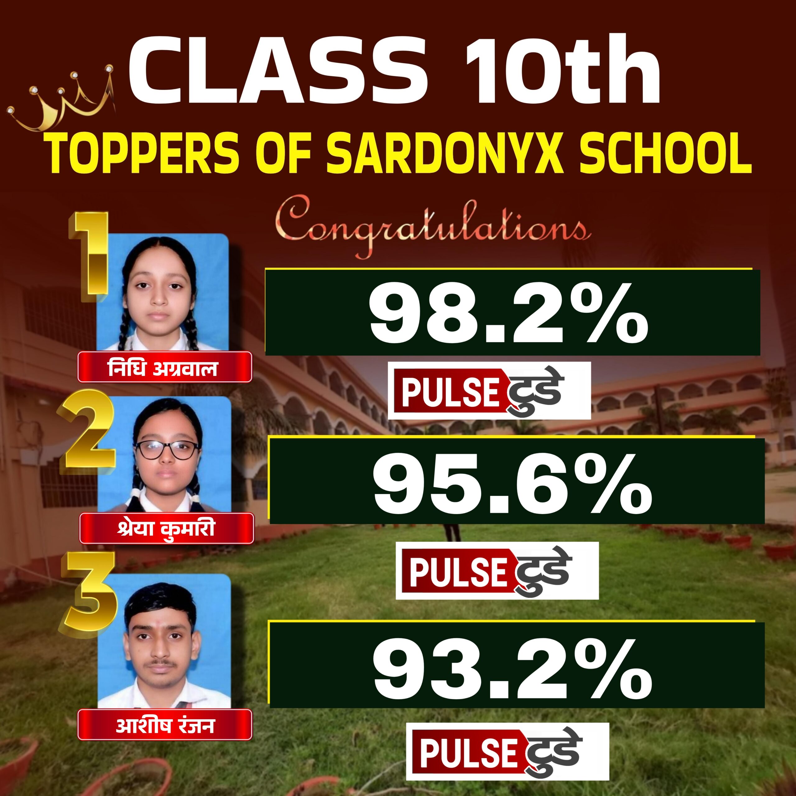 SARDONYX SCHOOL के बच्चों का CBSE बोर्ड परीक्षा में जलवा,जानें पूरी खबर